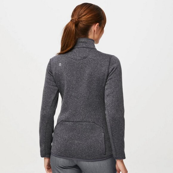 FIGS On-Shift Sweater Knit Jacket Heather Dark Charcoal NWT - Picture 2 of 8